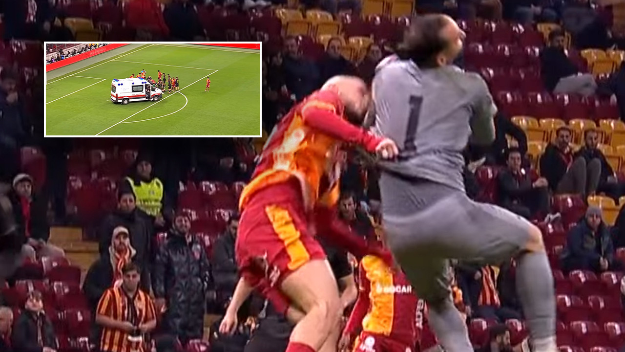 RAMS Park'ta korkutan anlar! İki futbolcu için sahaya ambulans girdi