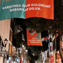 Muşspor maçı öncesi Karşıyaka bayraklarla donatıldı