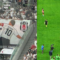 Beşiktaş taraftarından Sergen Yalçın'a pankartlı destek