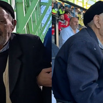 85'lik Selahattin dede "kolunda torunları elinde bastonuyla" maçlara gidiyor