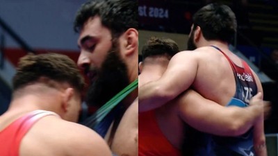 Helal olsun sana Rıza! Rakibinin formasındaki Azerbaycan bayrağını öptü
