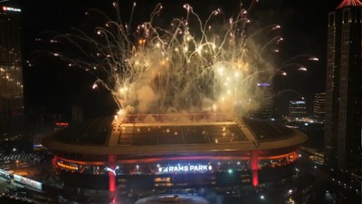 Rams Park'ta şampiyonluk kutlaması havadan görüntülendi