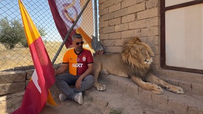 Galatasaraylı taraftar, şampiyonluğu aslanlarıyla kutladı