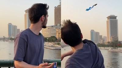 Milli wushucu "Filistin için" madalyasını Nil Nehri'ne attı