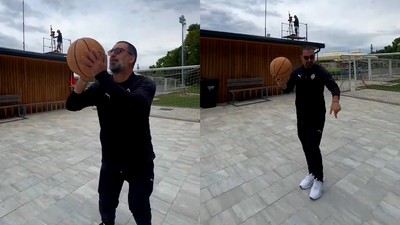 Arda Turan basketbolda hünerlerini sergiledi