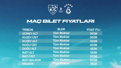 Kayserispor-Galatasaray maçının bilet fiyatları belli oldu