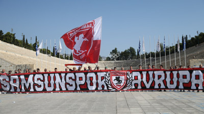 Samsunspor taraftarı Yunanistan'da! 10 bin km yol gittiler