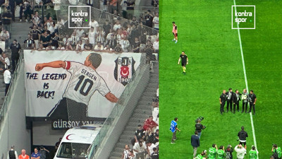 Beşiktaş taraftarından Sergen Yalçın'a pankartlı destek
