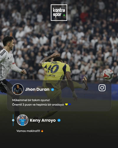 Beşiktaş'ın bu sezon başında Cruzeiro'ya yolladığı Keny Arroyo, Fenerbahçe'nin Beşiktaş'ı 3-2 yendiği maçın ardından Jhon Duran'ın fotoğrafına yorum yaptı