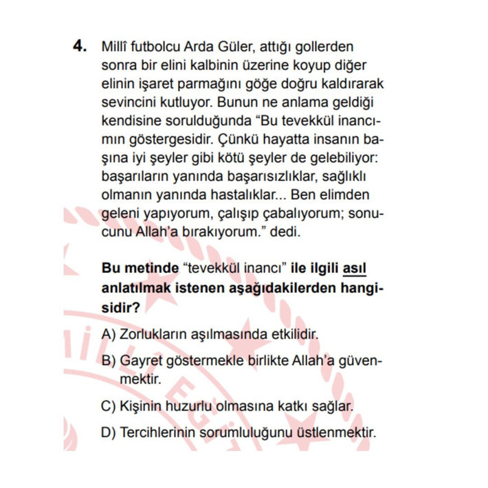 LGS'de Arda Güler sorusu dikkat çekti! Din Kültürü ve Ahlak Bilgisi sınav sorusunda Arda Güler detayı... - Resim: 4