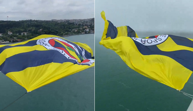 Fenerbahçe'nin şampiyonluk bayrağı köprülere asıldı