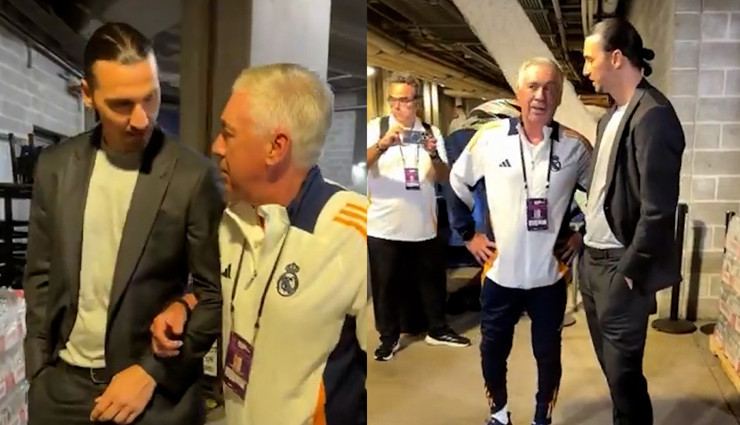 Zlatan Ibrahimovic ve Carlo Ancelotti'den sevgi dolu selamlaşma