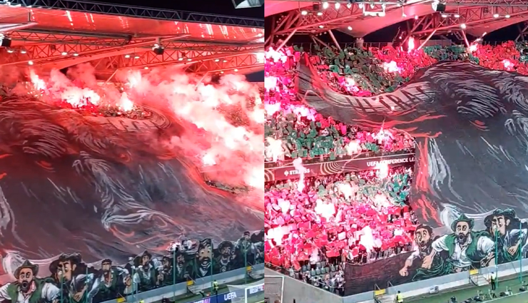 Legia Varşova tribünlerinden muhteşem koreografi!