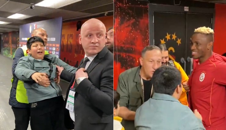 Osimhen çıkış tünelinde taraftara hırkasını verdi