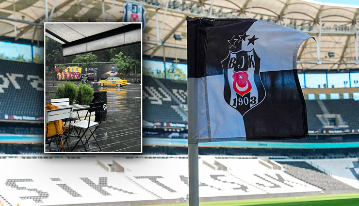 Tüpraş Stadyumu'nda kriz! Beşiktaş taraftarı Galatasaray afişlerini yırttı attı