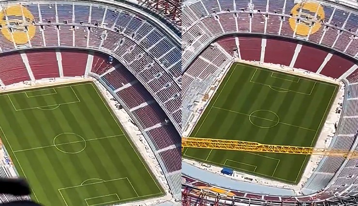 Gökyüzünden Camp Nou manzarası