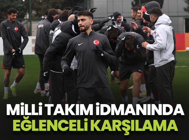 A Milli Takım idmanında yeni gelenlere eğlenceli karşılama