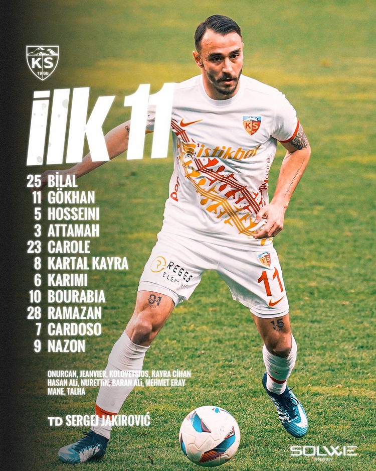 KAYSERİSPOR'UN İLK 11'İ