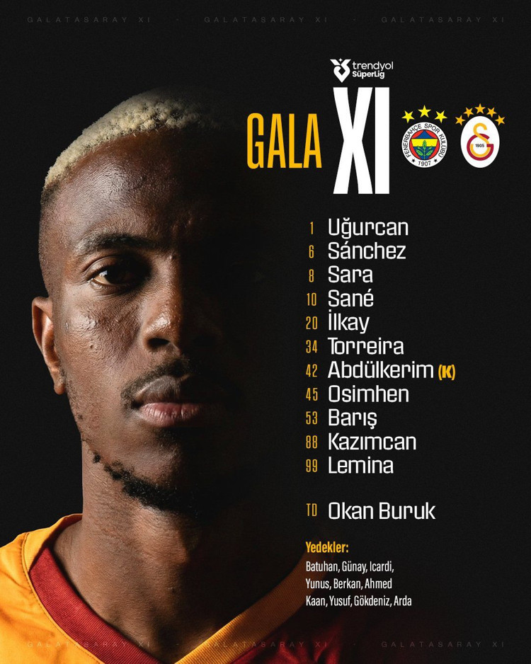 GALATASARAY'IN İLK 11'İ BELLİ OLDU