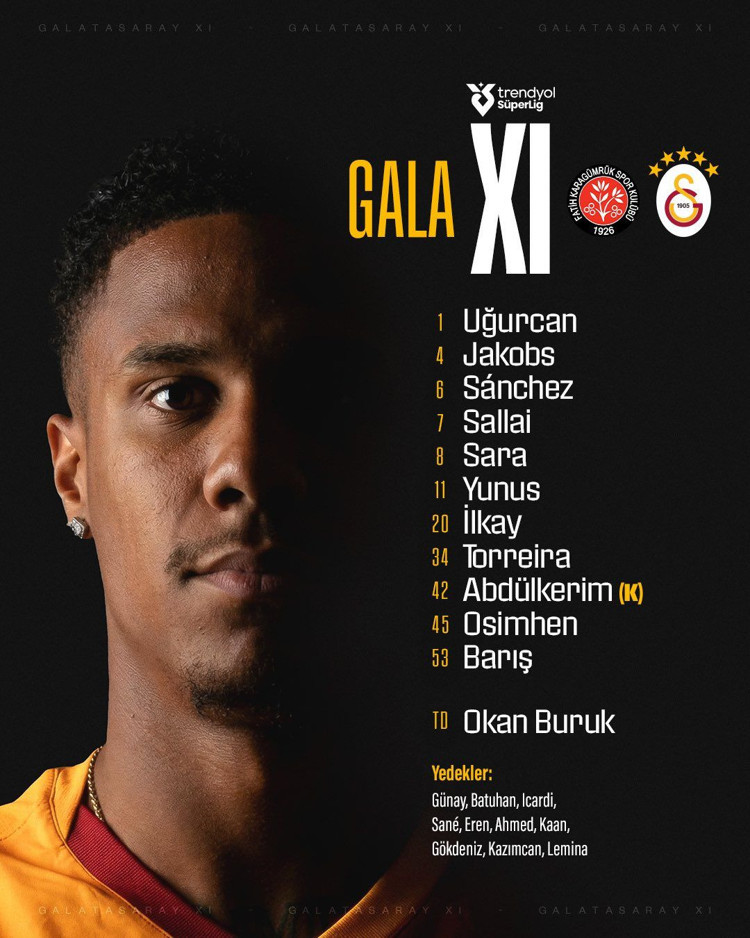 GALATASARAY'IN İLK 11'İ AÇIKLANDI