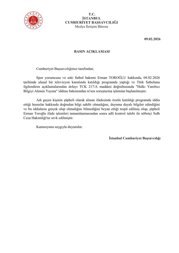 İstanbul Cumhuriyet Başsavcılığı'ndan Erman Toroğlu'nun iddiaları sonrası açıklama - Resim : 2