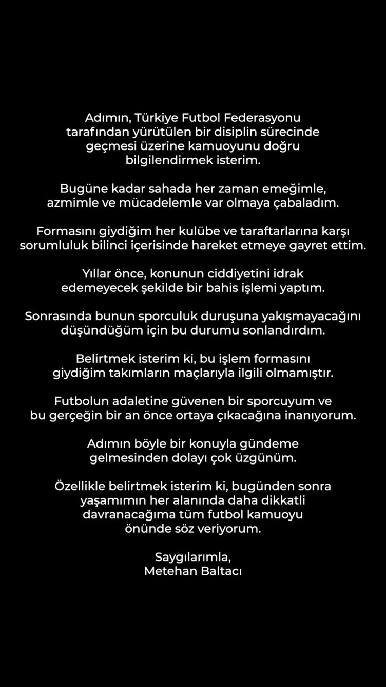 Metehan Baltacı'dan bahis soruşturması için açıklama: Yıllar önce oynamıştım - Resim : 2