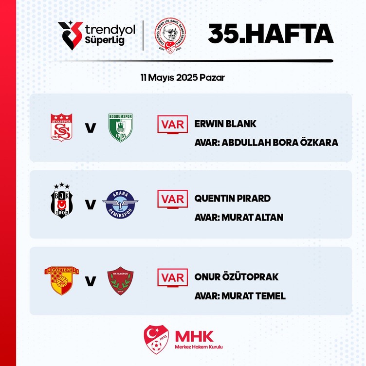 Beşiktaş-Adana Demirspor maçının VAR hakemi belli oldu - Resim : 2