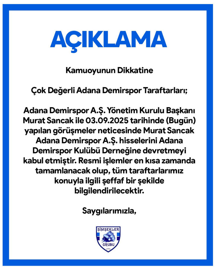Murat Sancak, Adana Demirspor'un satışına onay verdi - Resim : 1