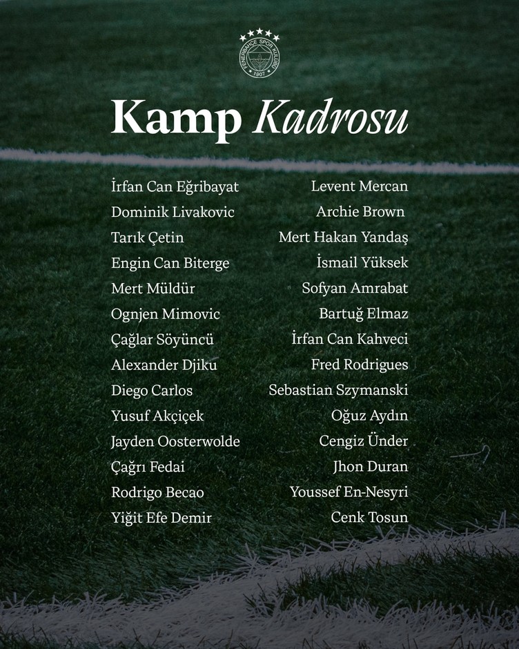 Fenerbahçe'nin Portekiz kampı kadrosu belli oldu! İki eksik var - Resim : 1