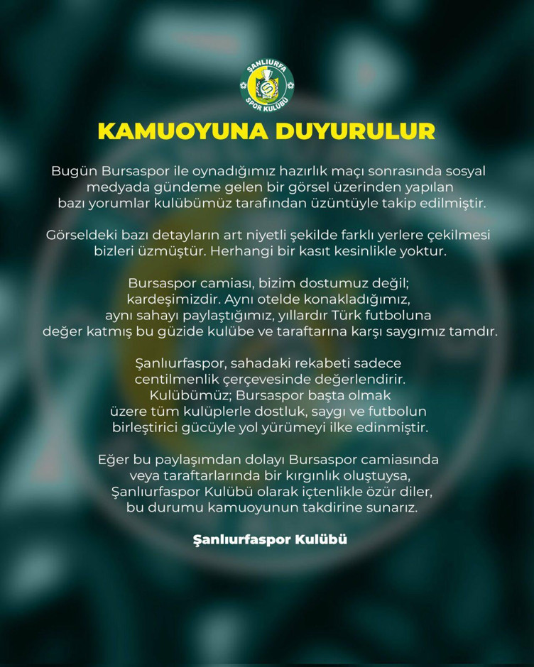 Şanlıurfaspor, Bursaspor'dan özür diledi - Resim : 1