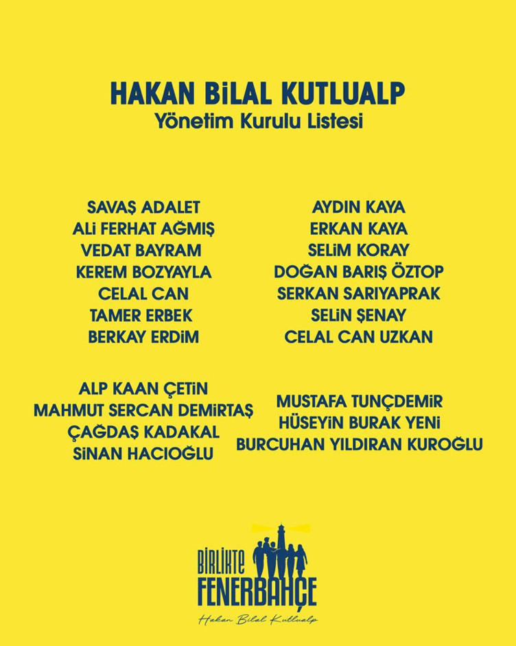 Hakan Bilal Kutlualp'in yönetim listesi belli oldu - Resim : 1