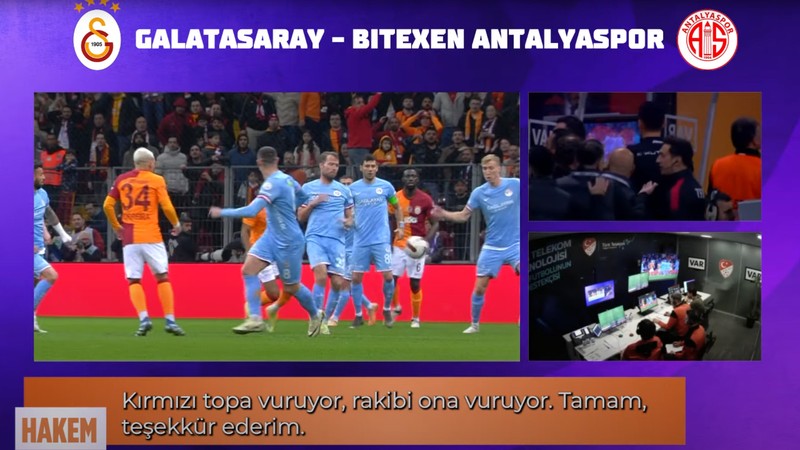 Galatasaray-Antalyaspor maçındaki penaltı pozisyonunun VAR kayıtları