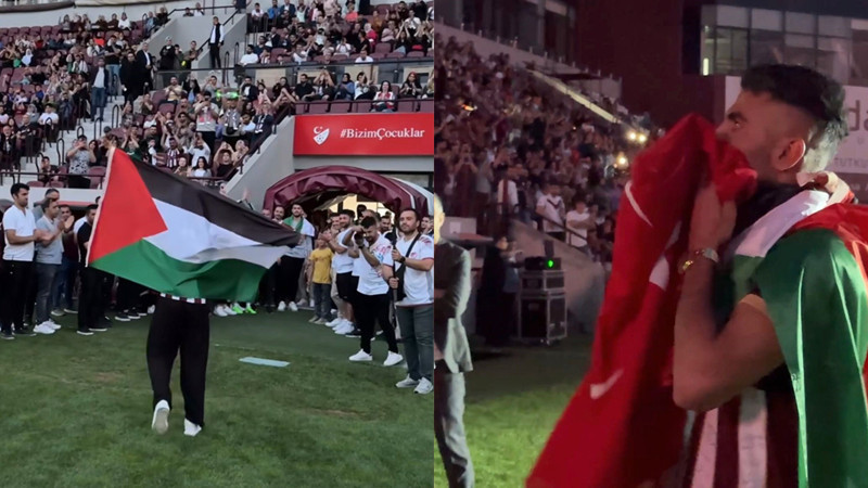 Elazığspor şampiyonluk kutlamalarında Filistin ve Doğu Türkistan'ı unutmadı