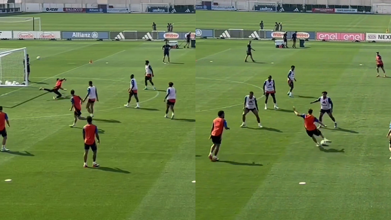 Kenan Yıldız, antrenmanda şık bir gole imza attı