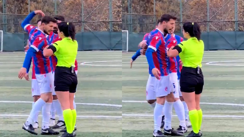 Kırmızı kart gördü, kadın hakemin üzerine yürüdü!