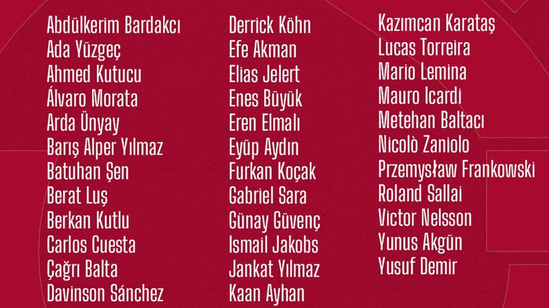 Galatasaray'ın kamp kadrosu belli oldu! Morata, Nelsson, Cuesta...