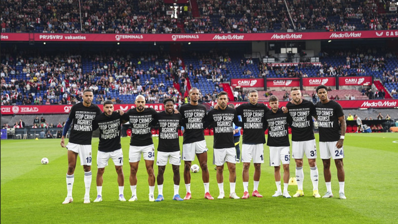 Feyenoord deplasmanında Fenerbahçeli futbolculardan İsrail'e tepki